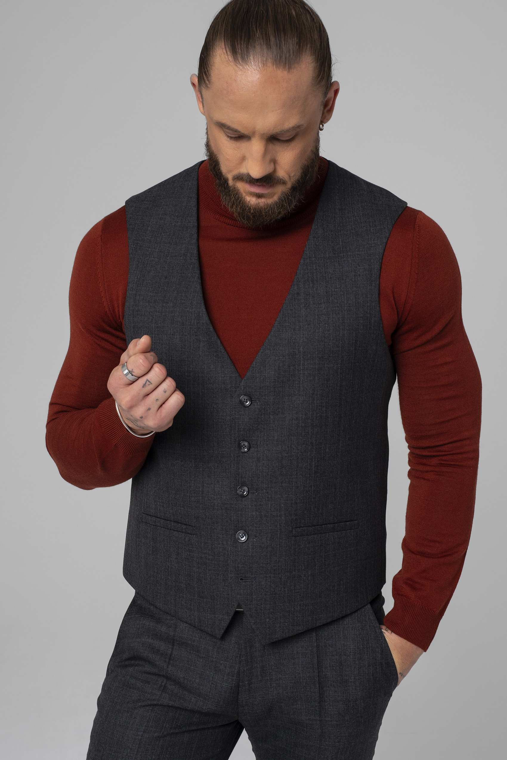 KAMIZELKA MOSTON SLIM FIT GRAFIT