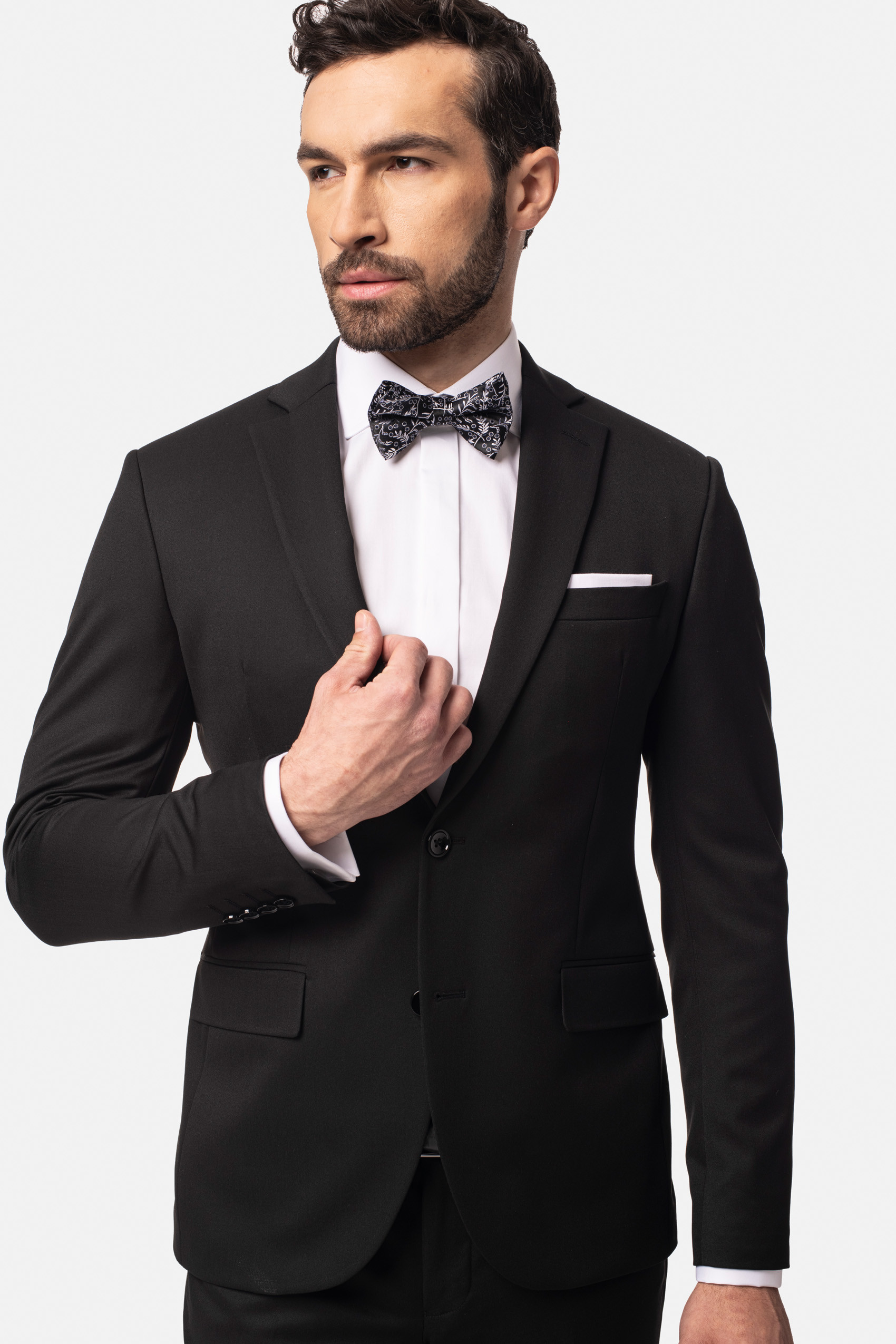 GARNITUR DAVALO 318 CZARNY SUPER SLIM FIT