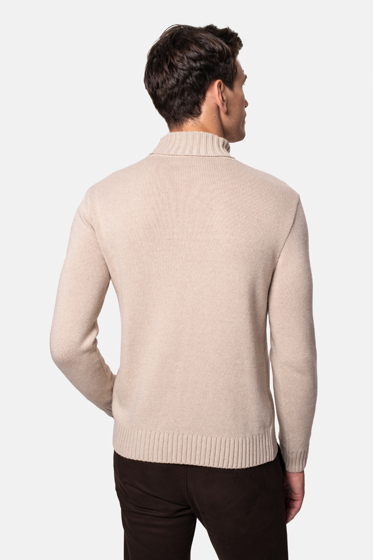 SWETER CAPRI GOLF BEŻOWY ZIELEŃ WEŁNĄ