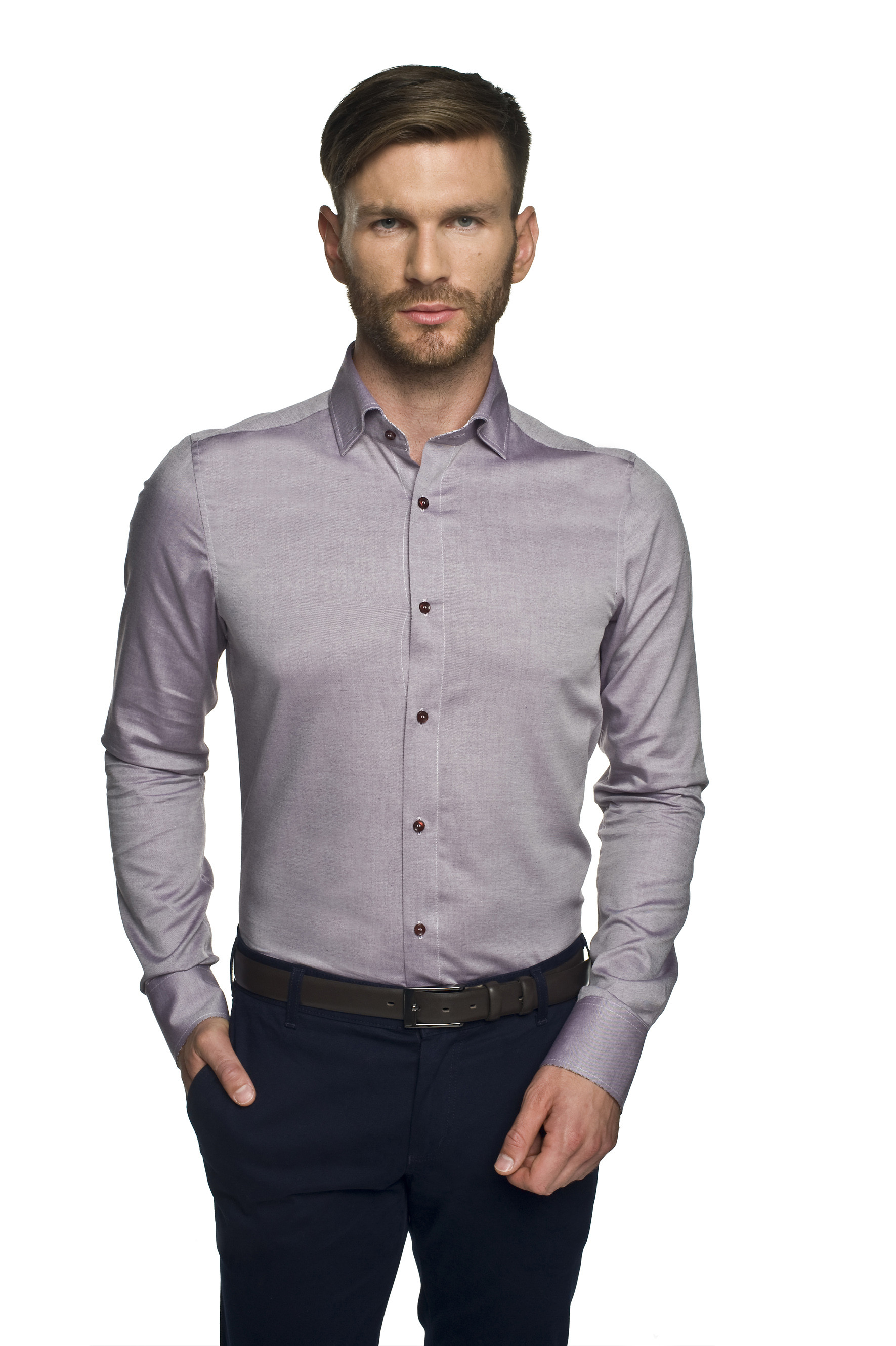 KOSZULA BEXLEY 2571 DŁUGI RĘKAW SUPER SLIM FIT FIOLET