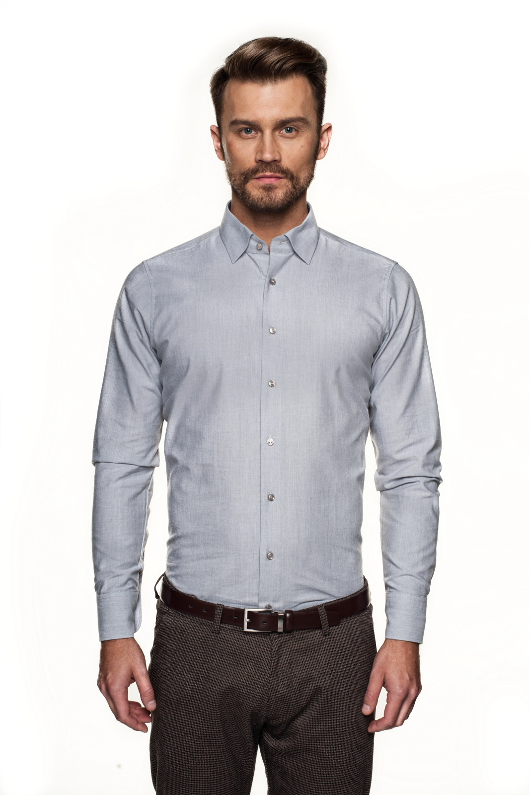 KOSZULA VERSONE 2855 DŁUGI RĘKAW SLIM FIT SZAROŚĆ